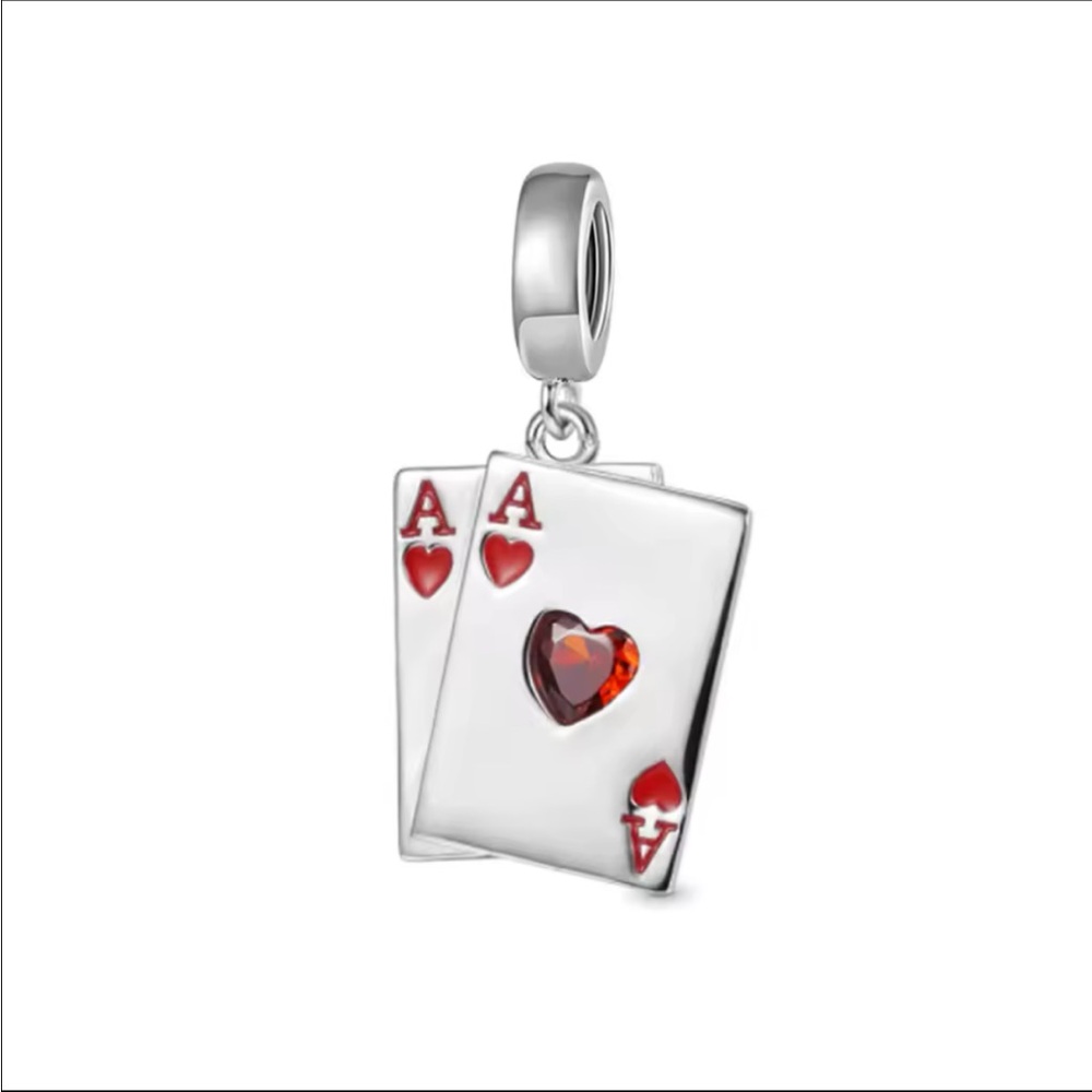 NWOT Ace of Heart Playing Card Pendant Dangle Charm Sterling Silver 925